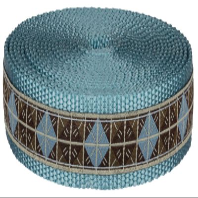 Blue & Brown Diamond Ribbon on Ocean Blue Nylon Webbing Closeout (1 Inch, 5 Yards)