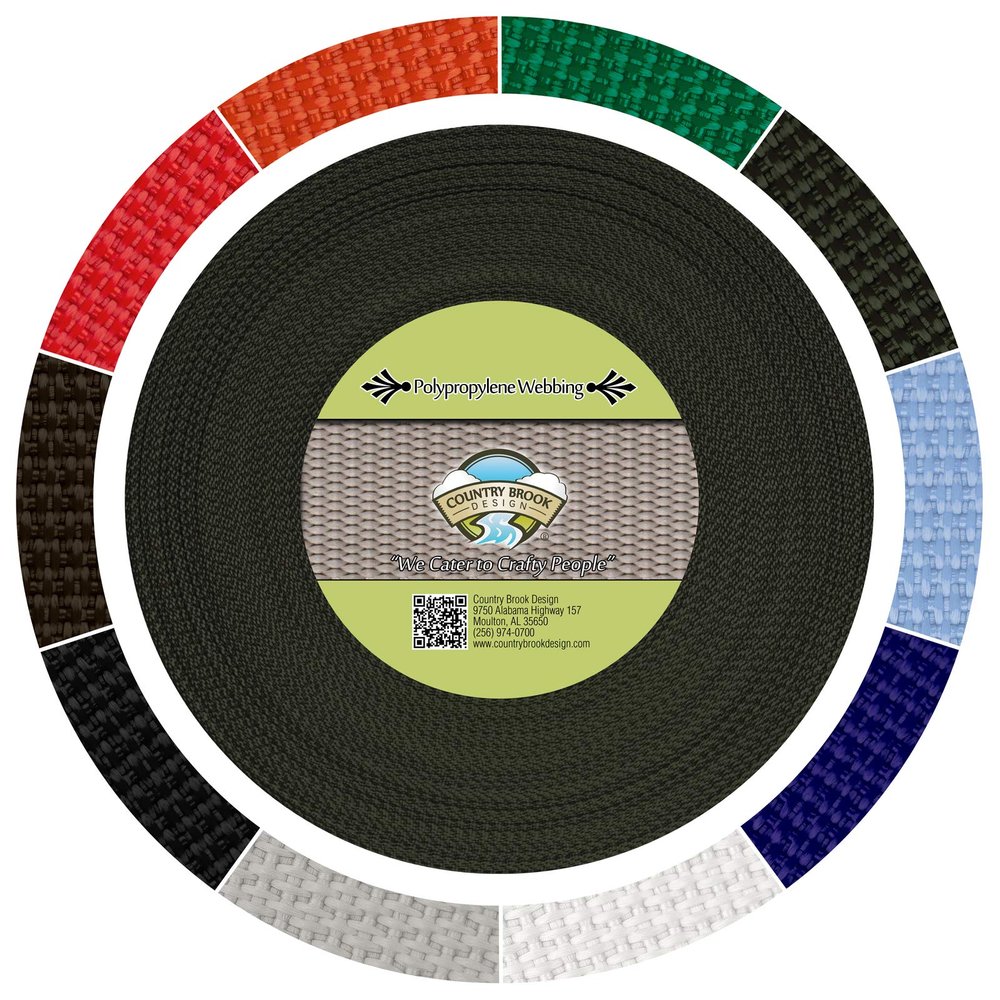 Country Brook Design - 3/4 Inch Dark Olive Drab Polypropylene (Polypro) Webbing, 100 Yards