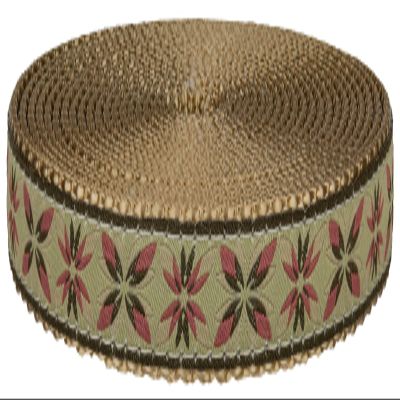 Country Brook Design - Antique Flowers Ribbon on Copper Gold Nylon Webbing Closeout (3/4 Inch, 5 Yards)