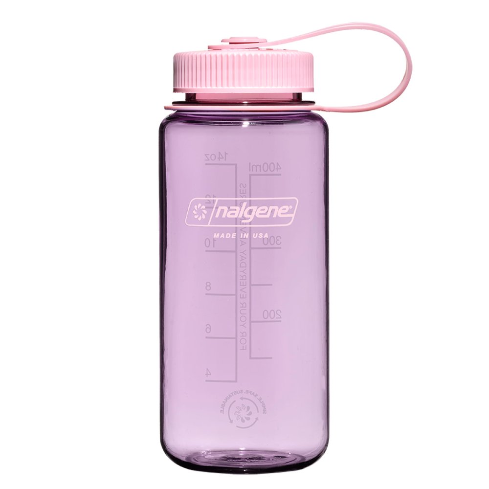 Nalgene Sustain Tritan BPA-Free Water Bottle Made with Material Derived from 50% Plastic Waste (using ISCC certified mass balance), 16 OZ, Wide Mouth, Cherry Blossom