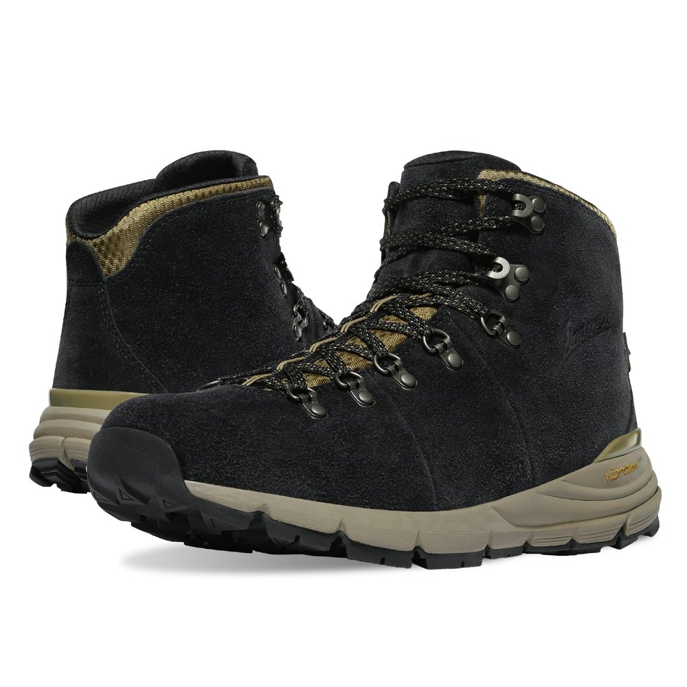 Danner Mountain 600 Hiking Boots for Women - Waterproof, Durable Suede Upper, Breathable Lining, Triple-Density Footbed & Vibram Traction Outsole, Black/Khaki - 9.5 M