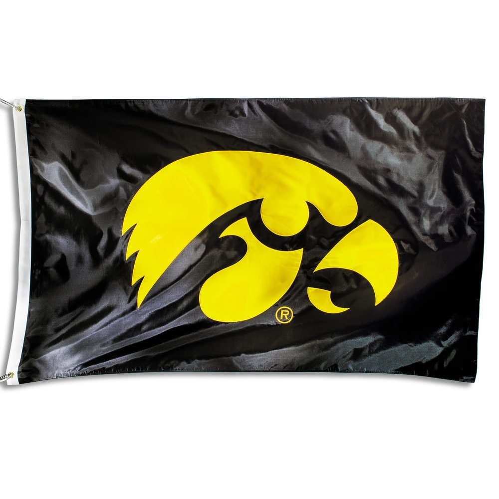 BSI PRODUCTS, INC. Iowa Hawkeyes 2-Sided Nylon Applique 3x5 Flag with Heavy-Duty Brass Grommets | UI Football, Basketball, & Baseball Pride | Durable for Indoors & Outdoors | Fan Gift Idea