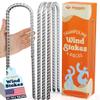 Happin Trampoline Stakes, Trampoline Accessories, Ground Stakes Heavy Duty, Ground Anchors Screw in, Rebar Stakes, Tent Anchors, Yard Spikes, Galvanized Steel (4 Pack, Silver)