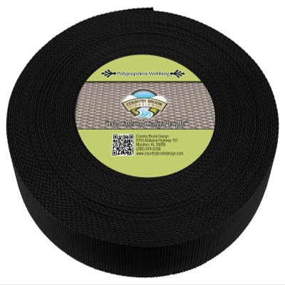 Country Brook Design - 2 Inch Black Polypropylene (Polypro) Webbing, 100 Yards