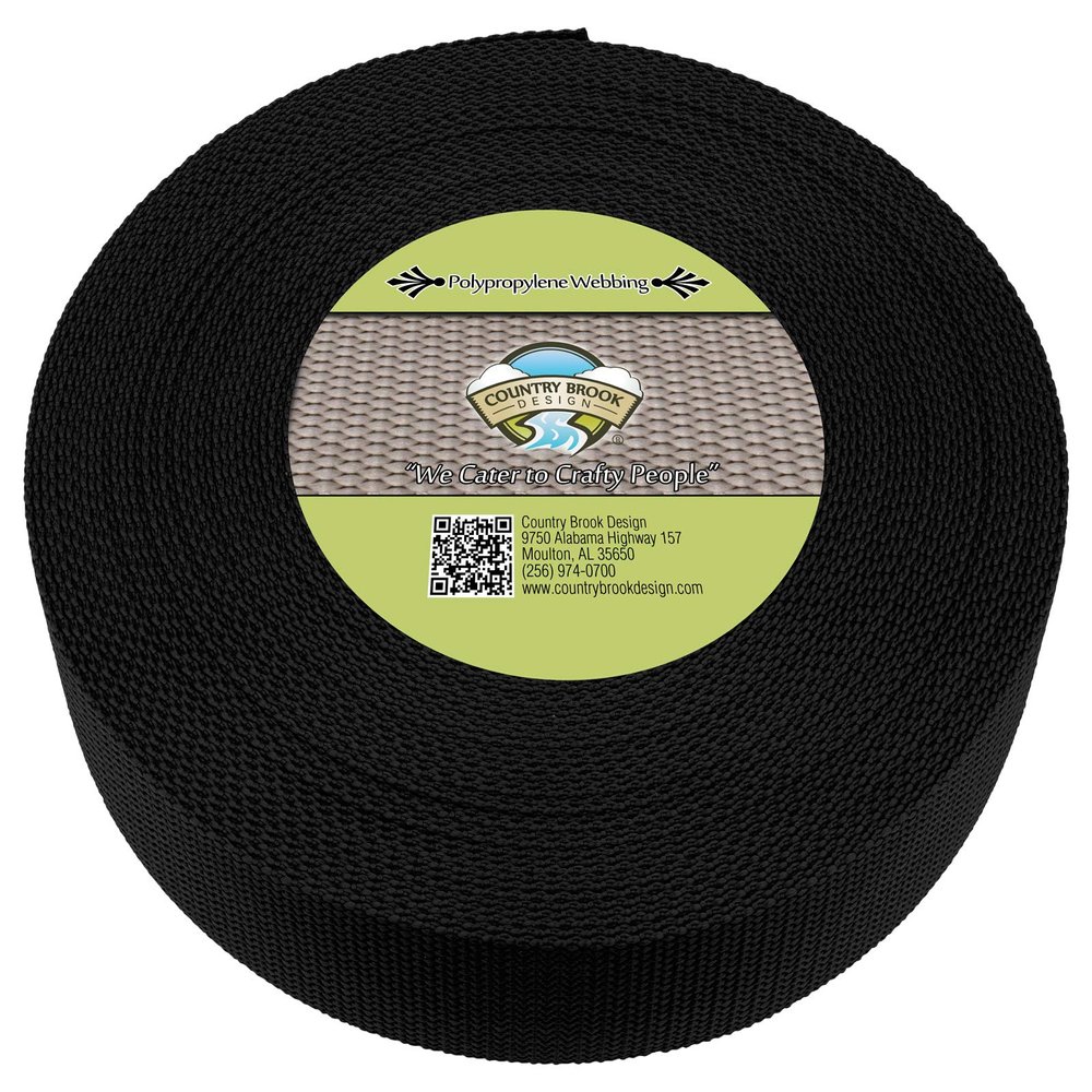 Country Brook Design - 2 Inch Black Polypropylene (Polypro) Webbing, 100 Yards