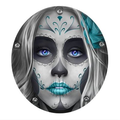 Custom Aluminum 5 Hole Twin Cam Derby Clutch Cover for Harley Davidson - Sugar Skull Teal (Glossy Finish, 1999-2018 Softail Models)