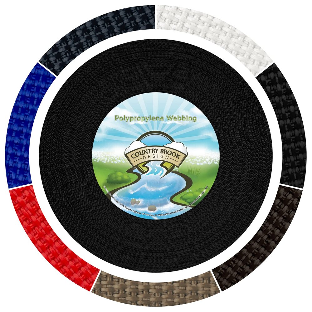 Country Brook Design - 1 1/2 Inch Black Polypropylene (Polypro) Webbing, 100 Yards