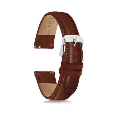 1302 18mm Women's Watch Bands, 20mm Women's Leather Watch Bands, Easy Interchangeable Watch Band, Quick Release Buckle, Fits Many Brands (14mm, Brown/Silver Buckle)