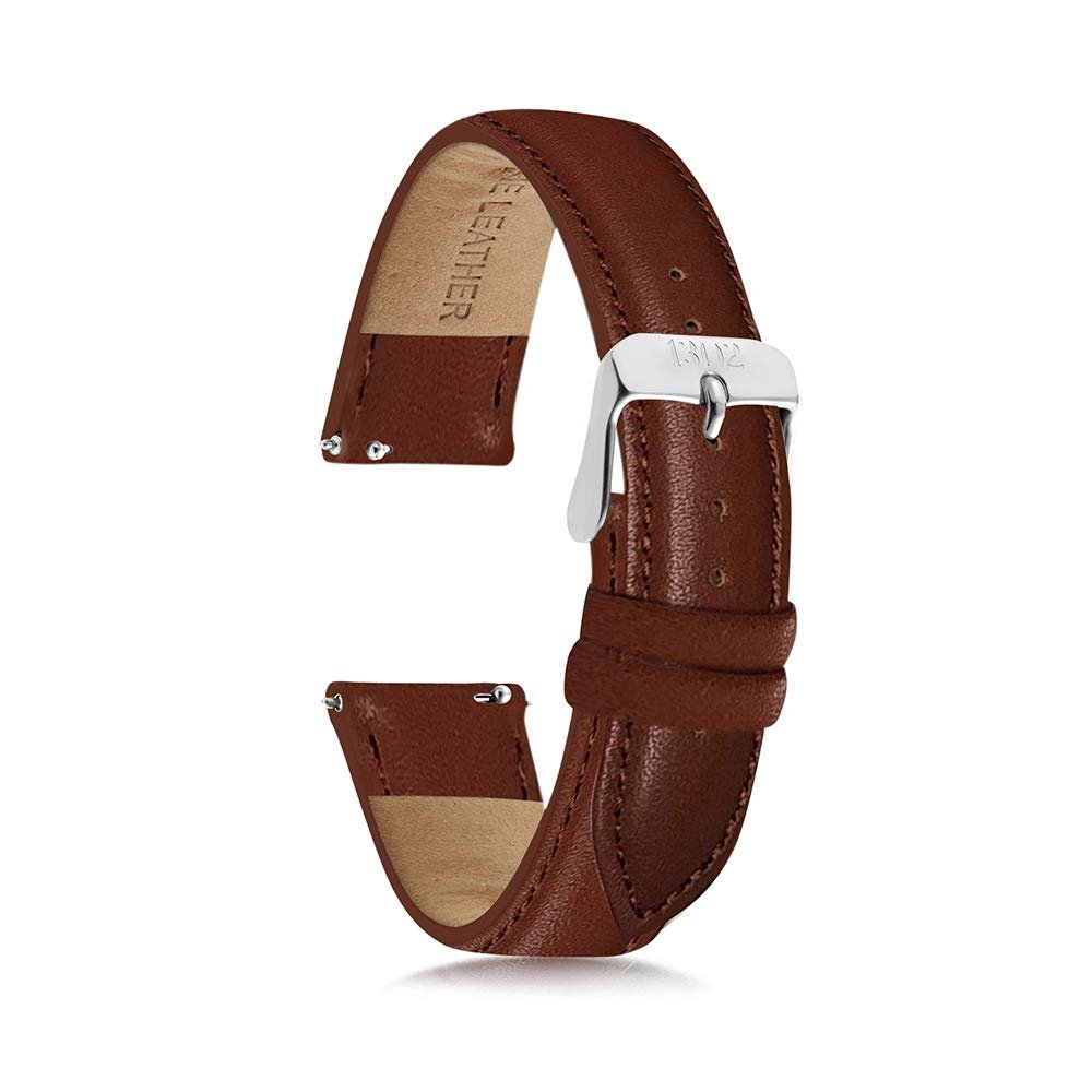 1302 18mm Women's Watch Bands, 20mm Women's Leather Watch Bands, Easy Interchangeable Watch Band, Quick Release Buckle, Fits Many Brands (14mm, Brown/Silver Buckle)