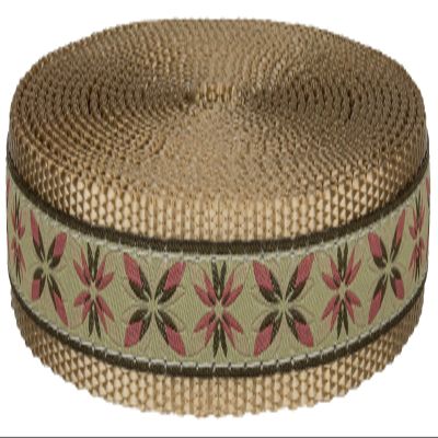 Antique Flowers Ribbon on Copper Gold Nylon Webbing Closeout (1 Inch, 5 Yards)