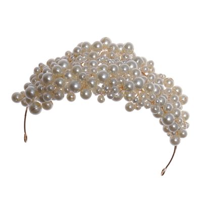 minkissy Unique Pearl Bride Crown Fashion Hair Accessories Wedding Headdress for Girls