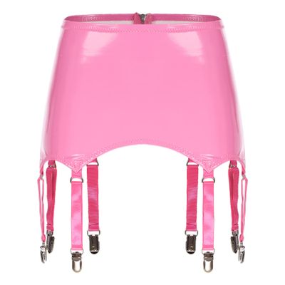 Agoky Women's High-Waisted Suspender Garter Belt Back with Hook Garter 6 Elastic Suspenders Pink Small