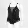 HULIJA Women's Shiny Sequin Leotard Fringe Tassel Latin Jazz Dance Leotard Ballroom Lyrical Dance Costumes Cross Back-BK Medium view 4