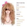 FantaLook Women Long Curly 80s Blonde with Reddish Brown Cosplay Wig with Lace Headband Earrings and Necklace for Halloween view 2