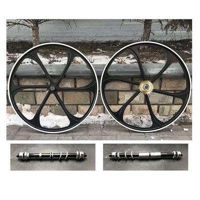 Aluminum Alloy Black 29"/700C Bike Mag Wheels 100 * 135mm (Single and Multi-Speed) &22T Flywheel - Gas Motorized Bicycle Rim Front & Rear
