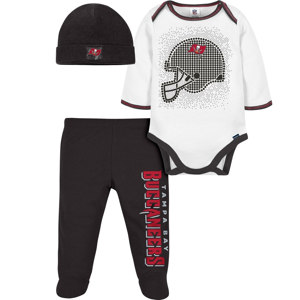 Gerber NFL Baby Boys' 3Pc Bodysuit, Footed Pant, & Cap Set, Tampa Bay Buccaneers, 6-9 Months