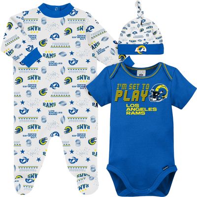 Gerber NFL Baby Boys' 3-pack Bodysuit, Sleep 'n Play, & Cap Set, Los Angeles Rams, 3-6 Months