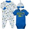 Gerber NFL Baby Boys' 3-pack Bodysuit, Sleep 'n Play, & Cap Set, Los Angeles Rams, 3-6 Months view 1