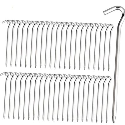 Tent Pegs - Aluminium Tent Stakes Pegs with Hook - 7 Hexagon Rod Stakes Nail Spike Garden Stakes Camping Pegs for Pitching Camping Tent, Canopies (Silver 45pcs)