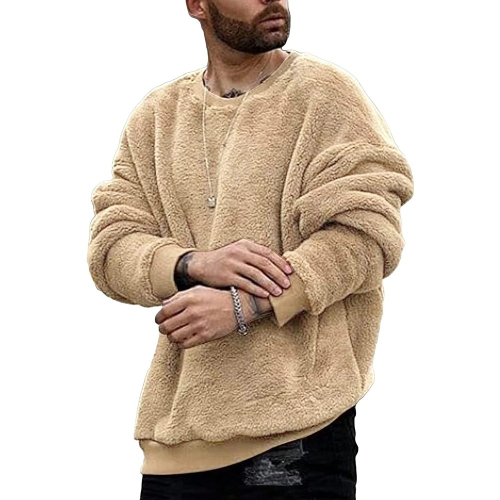 QWENTMTNTY Mens Fleece Pullover Pockets Quarter Zip Western Sherpa Fuzzy Plaid Jacket Button Down Collared Winter Outerwear