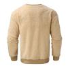 QWENTMTNTY Mens Fleece Pullover Pockets Quarter Zip Western Sherpa Fuzzy Plaid Jacket Button Down Collared Winter Outerwear view 3