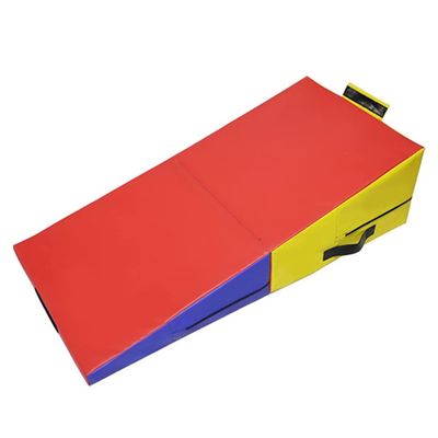 LXHONG Gymnastics Wedge Mat - Folding Incline Gymnastics Cheese Mat for Home Exercise, Aerobics - W/Carrying Handles - Custom Colors (Color : Red-Yellow-Blue, Size : 180X90X40CM)