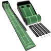 GoSports Pure Putt Golf 9 ft Putting Green Ramp - Premium Wood Training Aid for Home & Office Putting Practice - Includes 4 Golf Balls - Black view 1