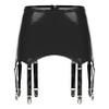 Agoky Women's High-Waisted Suspender Garter Belt Back with Hook Garter 6 Elastic Suspenders Black Small