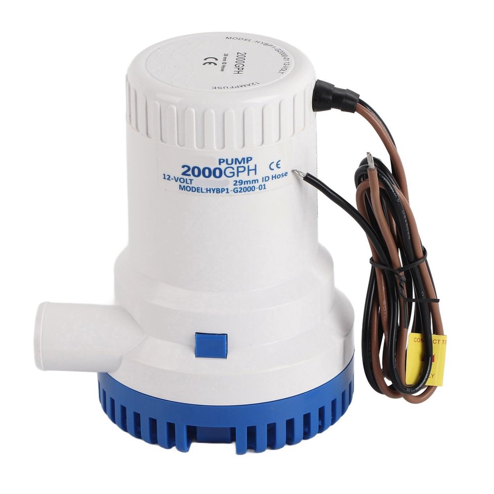 EVTSCAN Bilge Pump Boat Marine Submersible Water Electric Plumbing Low Noise 2000GPH 12V