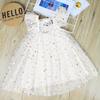 AGQT Toddler Girls Tulle Tutu Dress Sleeveless Wedding Sequin Layered Summer Babydoll Birthday Party Gowns Baptism Christening Pageant Sundress White-Big Star Size 3-4T view 3