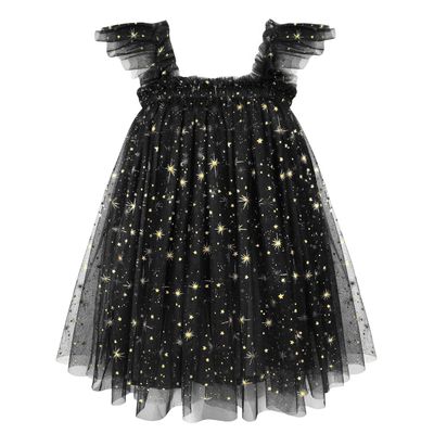 AGQT Baby Girls Tutu Dress Sleeveless Toddler Infant Tulle Tutu Dresses Birthday Party Layered Lace Mini Layers Dress Black-Sequin Spark Size 4-5T