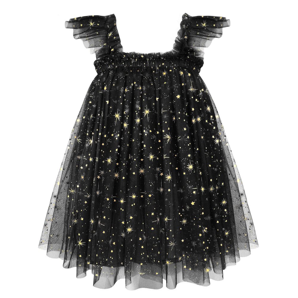 AGQT Baby Girls Tutu Dress Sleeveless Toddler Infant Tulle Tutu Dresses Birthday Party Layered Lace Mini Layers Dress Black-Sequin Spark Size 4-5T