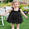 AGQT Baby Girls Tutu Dress Sleeveless Toddler Infant Tulle Tutu Dresses Birthday Party Layered Lace Mini Layers Dress Black-Sequin Spark Size 4-5T view 2
