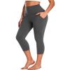 Aoliks High Waisted Capri Yoga Pants for Women with Pockets, Tummy Control Workout Leggings, Thick & Comfortable Running Capris for Gym, Travel, and Everyday Wear view 1