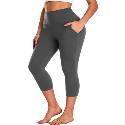 Aoliks High Waisted Capri Yoga Pants for Women with Pockets, Tummy Control Workout Leggings, Thick & Comfortable Running Capris for Gym, Travel, and Everyday Wear