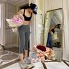 Aoliks High Waisted Capri Yoga Pants for Women with Pockets, Tummy Control Workout Leggings, Thick & Comfortable Running Capris for Gym, Travel, and Everyday Wear view 3
