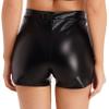 ACSUSS Women High Waist Faux Leather Shorts Sexy Slim Solid Summer Short Pants Fashion Party Club Black Small view 4