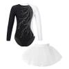 Linjinx Kids Girls Rhinestone Long Sleeve Ballet Dance Dress Set 2 Pieces Gymnastic Leotard with Tutu Skirt Dancewear White 16 Years view 1