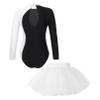 Linjinx Kids Girls Rhinestone Long Sleeve Ballet Dance Dress Set 2 Pieces Gymnastic Leotard with Tutu Skirt Dancewear White 16 Years view 2