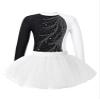 Linjinx Kids Girls Rhinestone Long Sleeve Ballet Dance Dress Set 2 Pieces Gymnastic Leotard with Tutu Skirt Dancewear White 16 Years view 3