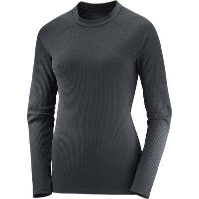 Salomon Women's Essential Seamless Long Sleeve Baselayer, DEEP Black, X-Small