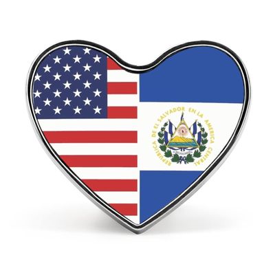 El Salvador and America Flag Heart Heart-Shaped Badge Aluminum Alloy Badges Pins Funny Identity Pins Pinback for Hats Jackets Shirts