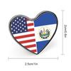 El Salvador and America Flag Heart Heart-Shaped Badge Aluminum Alloy Badges Pins Funny Identity Pins Pinback for Hats Jackets Shirts view 2
