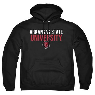 Arkansas State University Official Stacked Unisex Adult Pull-Over Hoodie, Arkansas State University, Black, Small
