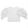 JEATHA Toddler Girls Puff Long Sleeve T-Shirt Solid Color Ribbed Knit Tee Blouse Fashion Fall Tops White 12-18 Months view 2