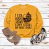 BOFUPAGO I Like Murder Shows Comfy Clothes and Maybe 3 People Sweatshirt for Women Crewneck Sweatshirts Long Sleeve Tops Yellow view 2
