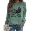 BOFUPAGO I Like Murder Shows Comfy Clothes and Maybe 3 People Sweatshirt for Women Crewneck Sweatshirts Long Sleeve Tops Light Green view 1