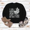 BOFUPAGO I Like Murder Shows Comfy Clothes and Maybe 3 People Sweatshirt for Women Crewneck Sweatshirts Long Sleeve Tops Black view 2