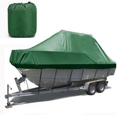 11-27ft Trihull Runabout Cover, Dustproof and Anti-Aging 600d Oxford Cloth Heavy Duty Boat Cover for Extend Boat Life Mooring Covers for Boats,Green,20~22ft(700cm*254cm)
