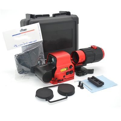 558+5X Sight Combo 558 Green/Red Dot Holographic Sight Scope + 5X Magnifying Glass, Quick Release Holographic Rollover Multiplier, for 20mm Rail Mount(Red)